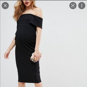 ASOS Maternity Black Off the Shoulder Dress